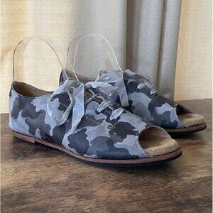 Sole of Vermont Womens Handmade Shoes Sz 7 7.5 8 Gray Leather Open Toe Flats